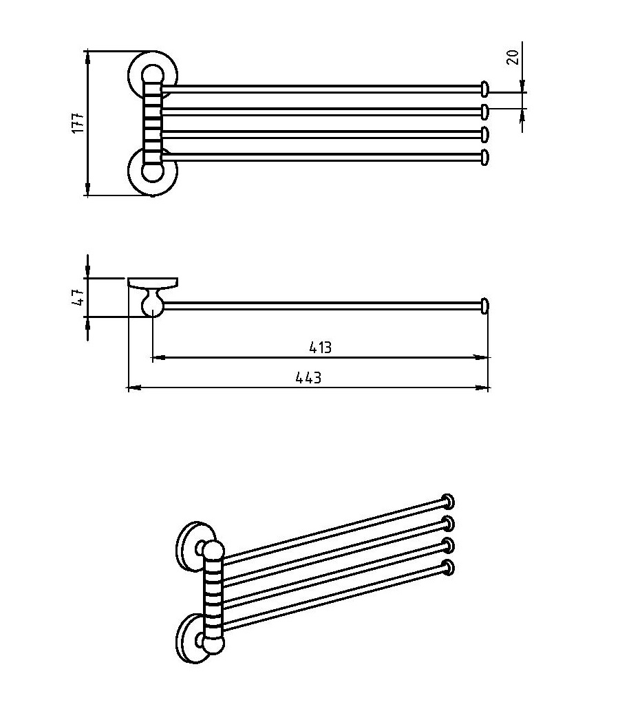 Полотенцедержатель четверной Novaservis Metalia 1 6146.0 хром 61460 - Вид №1