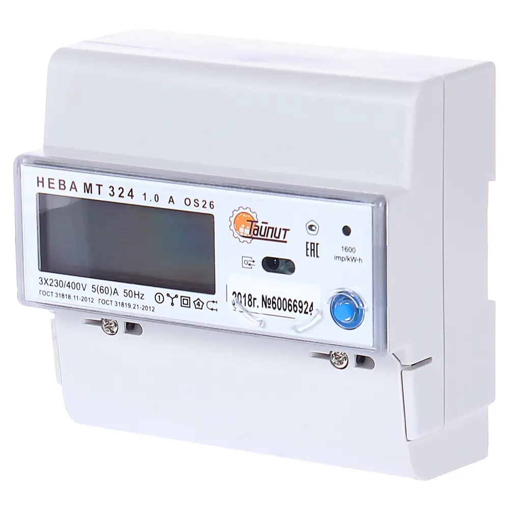 Счётчик электроэнергии Нева МТ 324 AOS26 5(60)А, трёхфазный STLM-2158115 - Вид №1