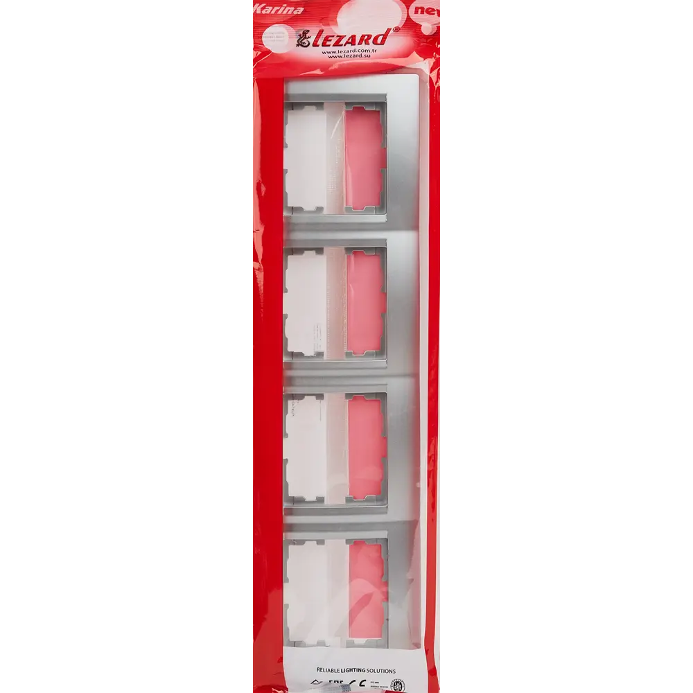 Рамка для розеток и выключателей Lezard Karina 4 поста горизонтальная цвет матовый серый 84410544 STLM-2203318 - Вид №2