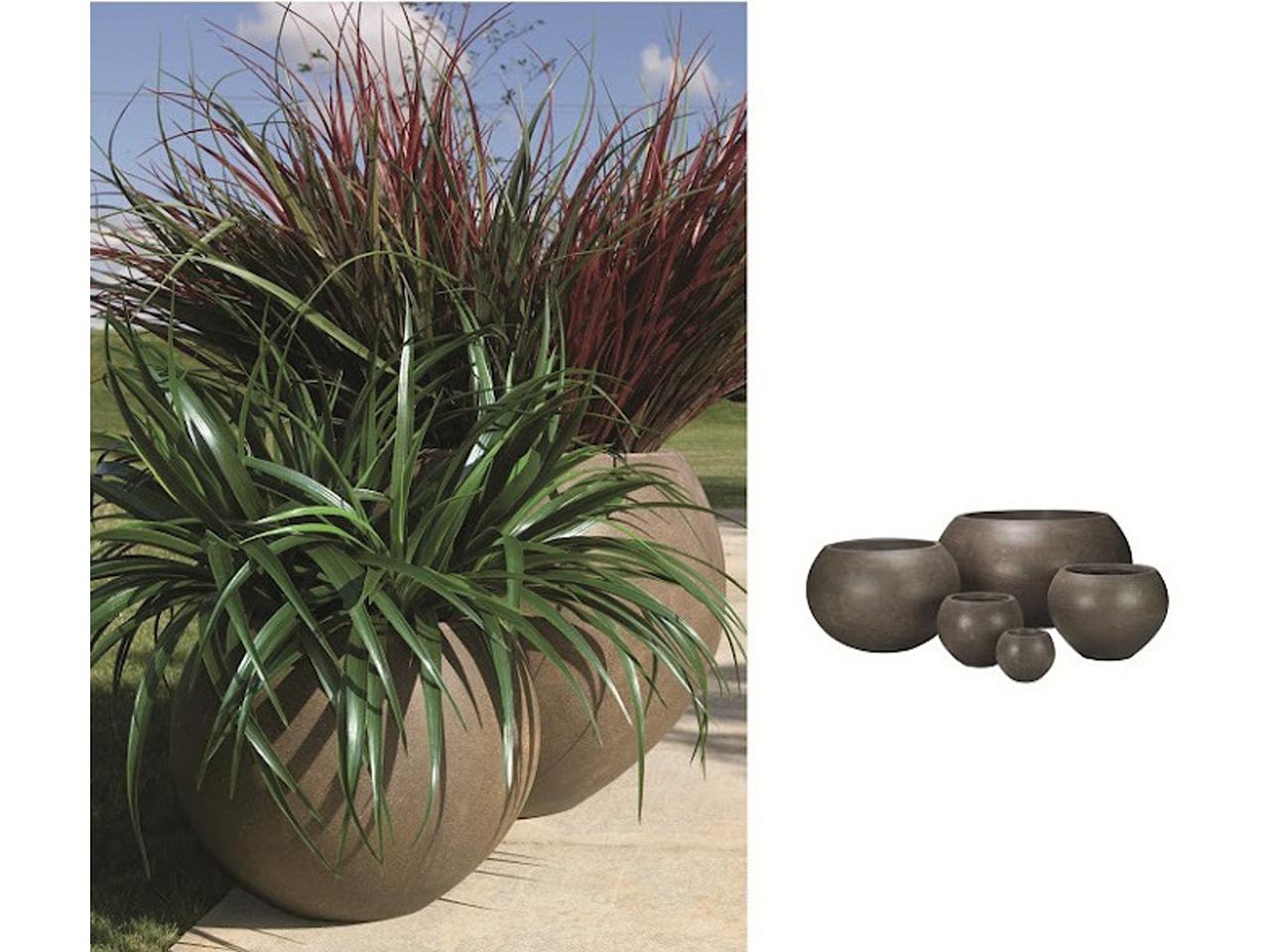 Уличный вазон круглый 62х48 см черный мрамор "Бирмингем" CAPI EUROPE СОВРЕМЕННЫЙ 081683 Черный  - Вид №2