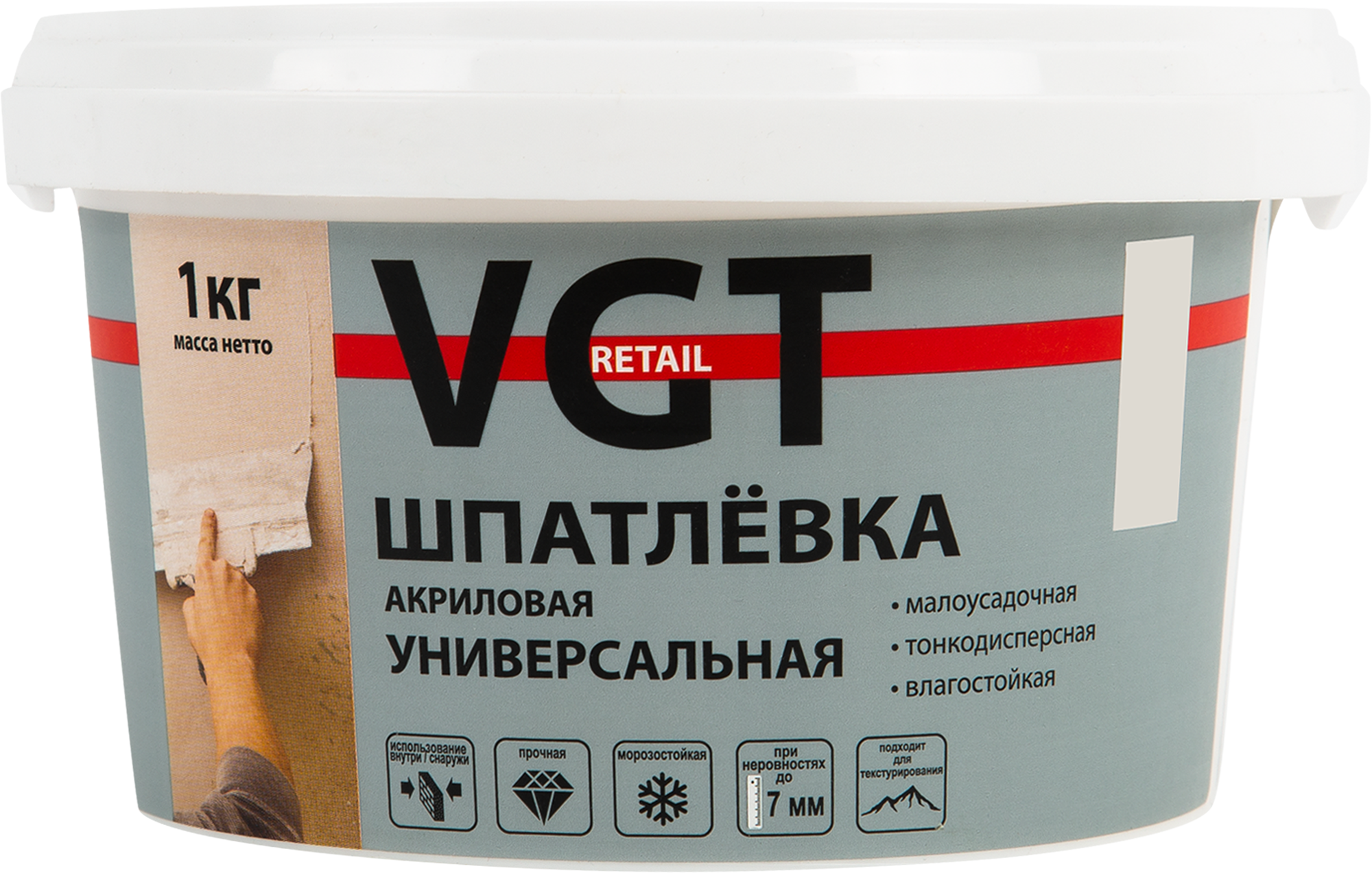 82184114 Шпатлевка универсальная влагостойкая акриловая 1 кг STLM-0021511 VGT