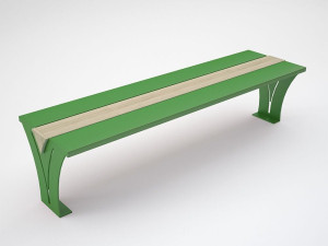 Стальная и деревянная скамья без спинки