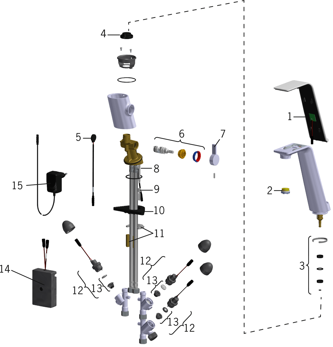 Oras 8725F Смеситель для кухни с клапаном, 230/12 V 8725F ALESSI Sense Хром/Белый  - Вид №7