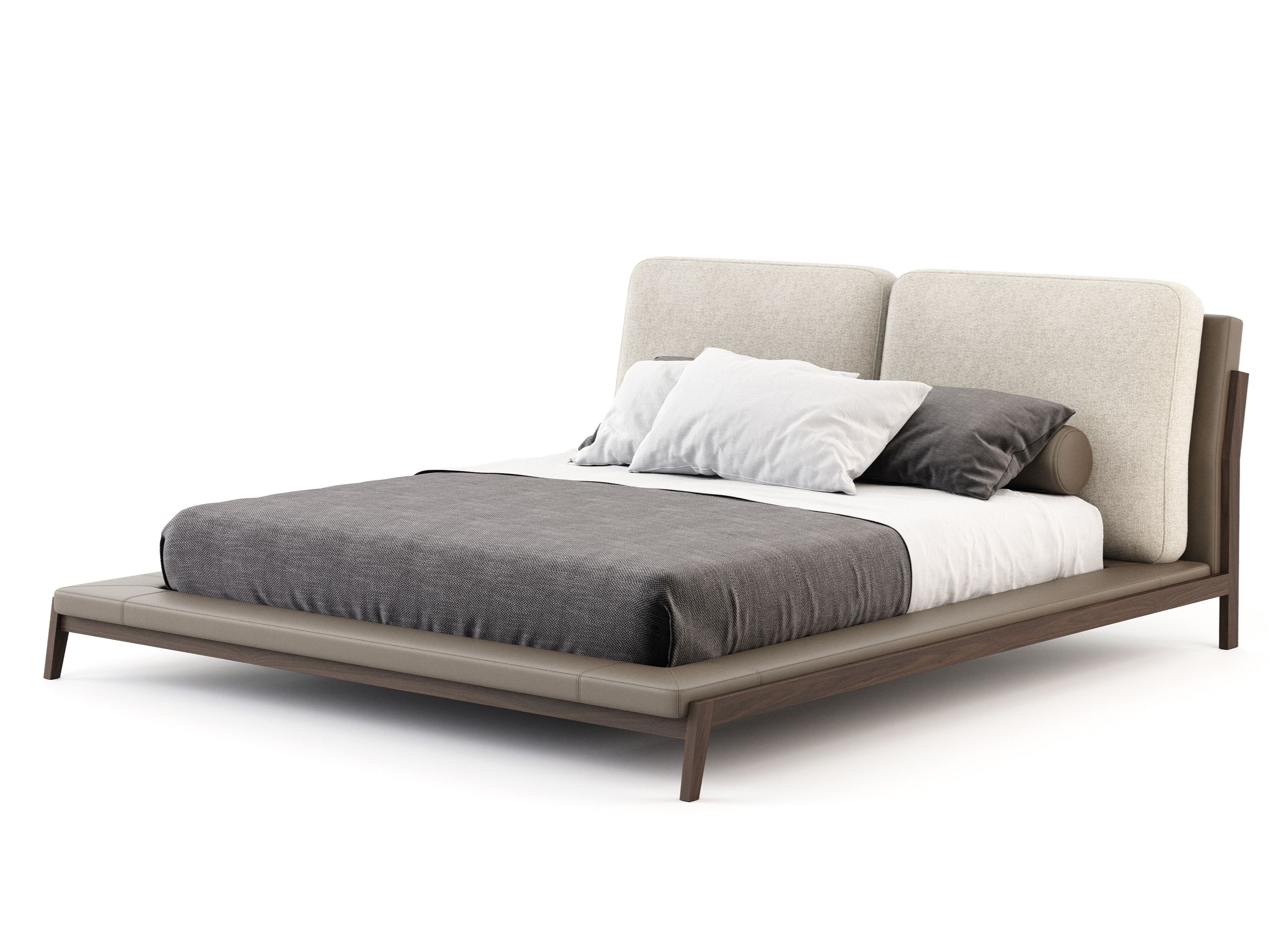 Двуспальная кровать из верблюда с мягким изголовьем Stylish Club Milos ARCH-00047409