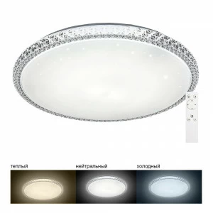 Светильник потолочный светодиодный в стальном корпусе с пультом ДУ 70 см белый 3000К-6500K "Звездное FERON ДИЗАЙНЕРСКИЕ 00-3955229 Белый