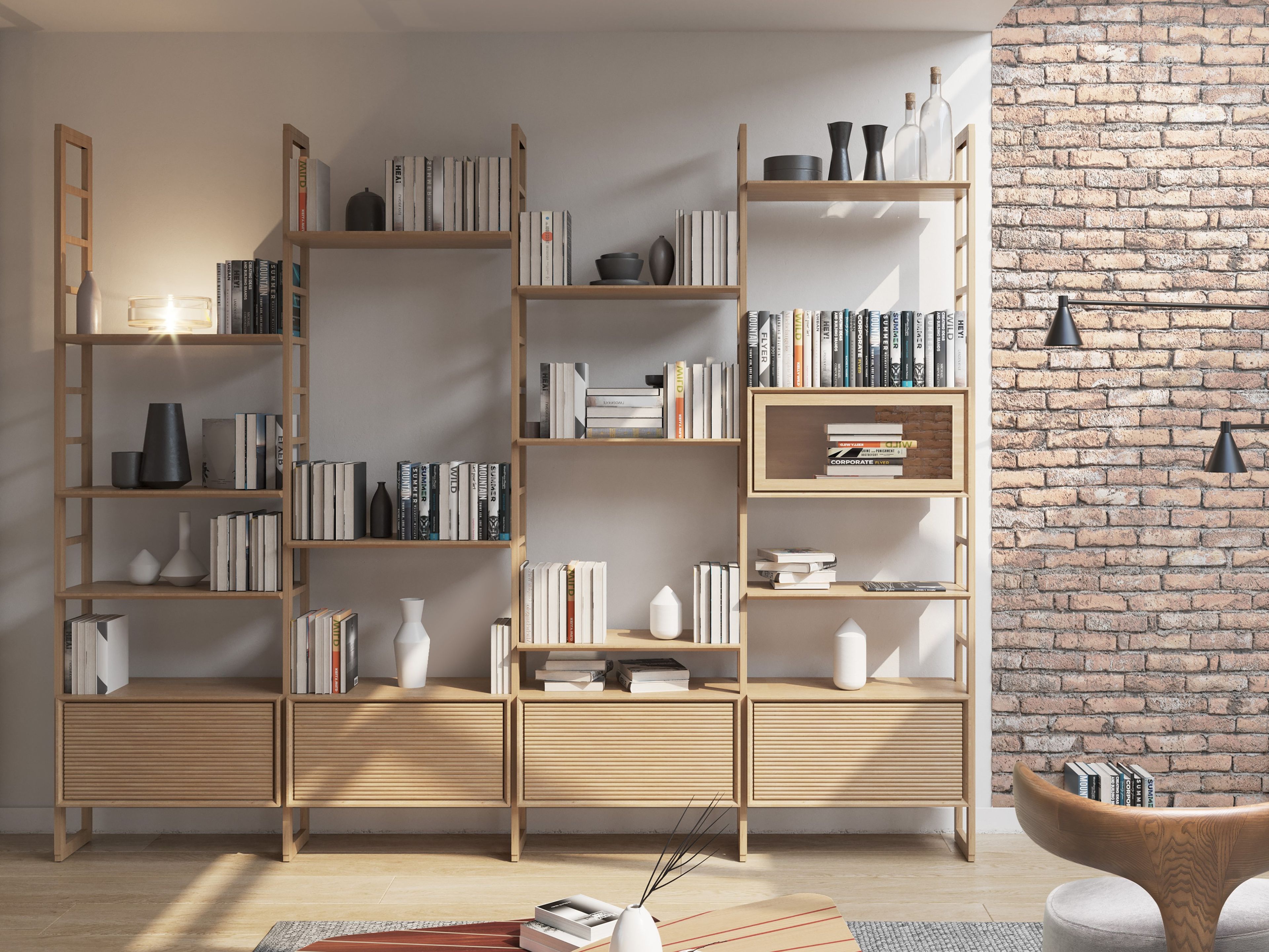 Двухсторонний книжный шкаф из вишни Morelato ARCH-00110421