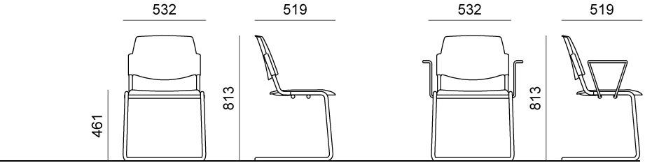 Diemmebi Санный стул с обивкой из ткани Volée sun-id-1421729 - Вид №2