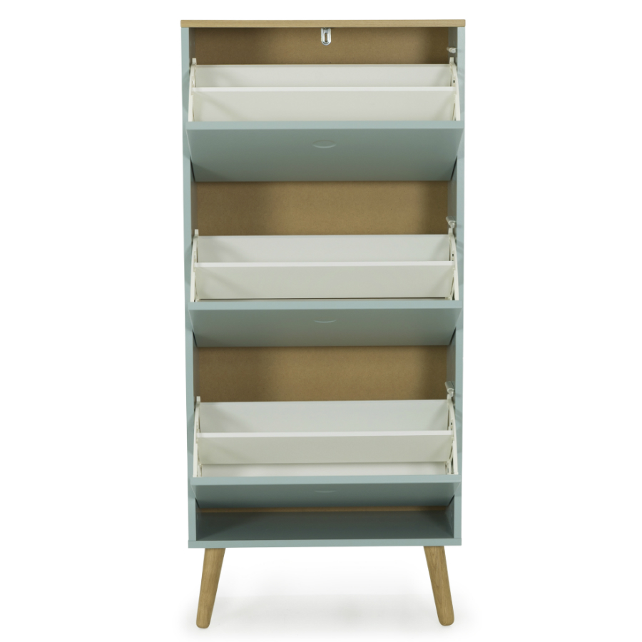 Шкаф для обуви Tenzo Dot, 128х57,5х24 см, дуб, светло-зеленый 1657676 - Вид №3