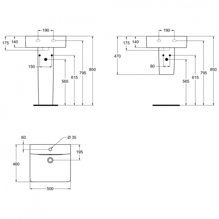 E788401 Раковина 50 см Ideal Standard CONNECT - Вид №3