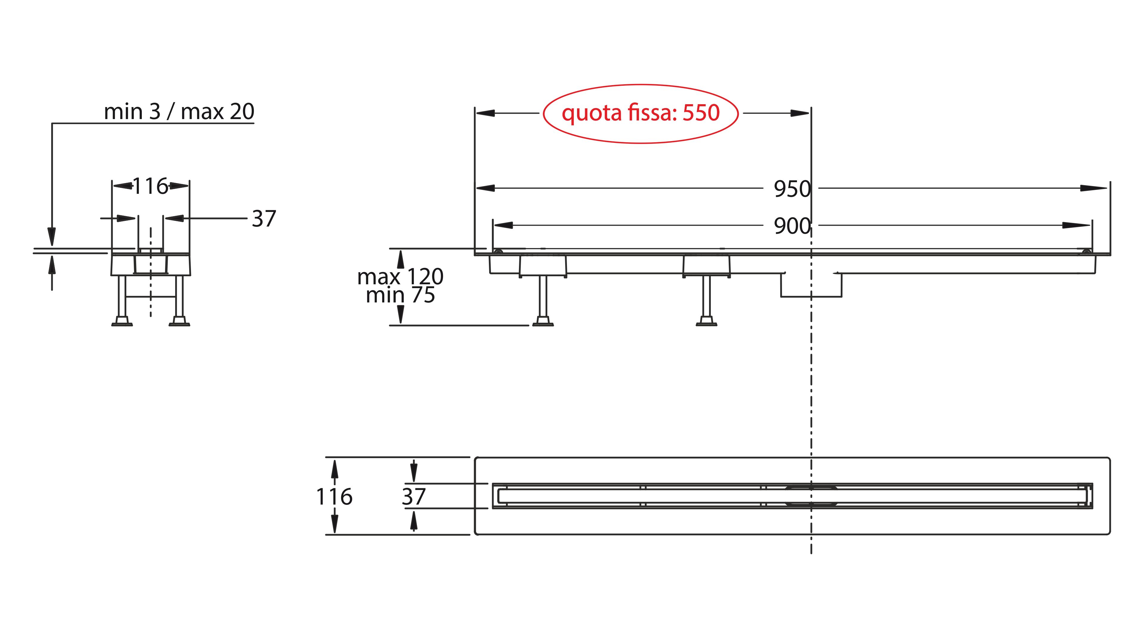 Алюминиевый слив для душа Bonomini Canalissima ARCH-00026961 - Вид №2