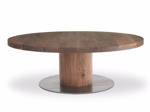 Круглый журнальный столик из массива дерева с железной основой