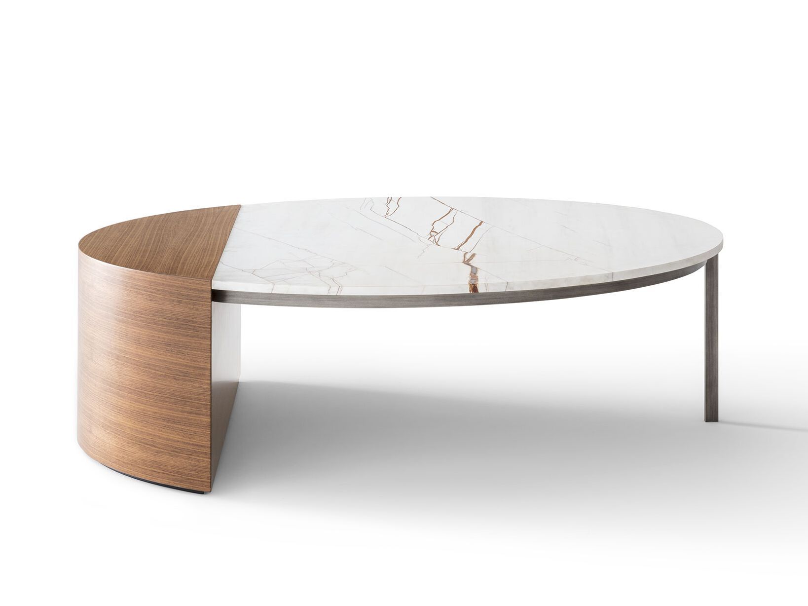 Круглый деревянный и мраморный журнальный столик OAK New York Suite ARCH-00027829