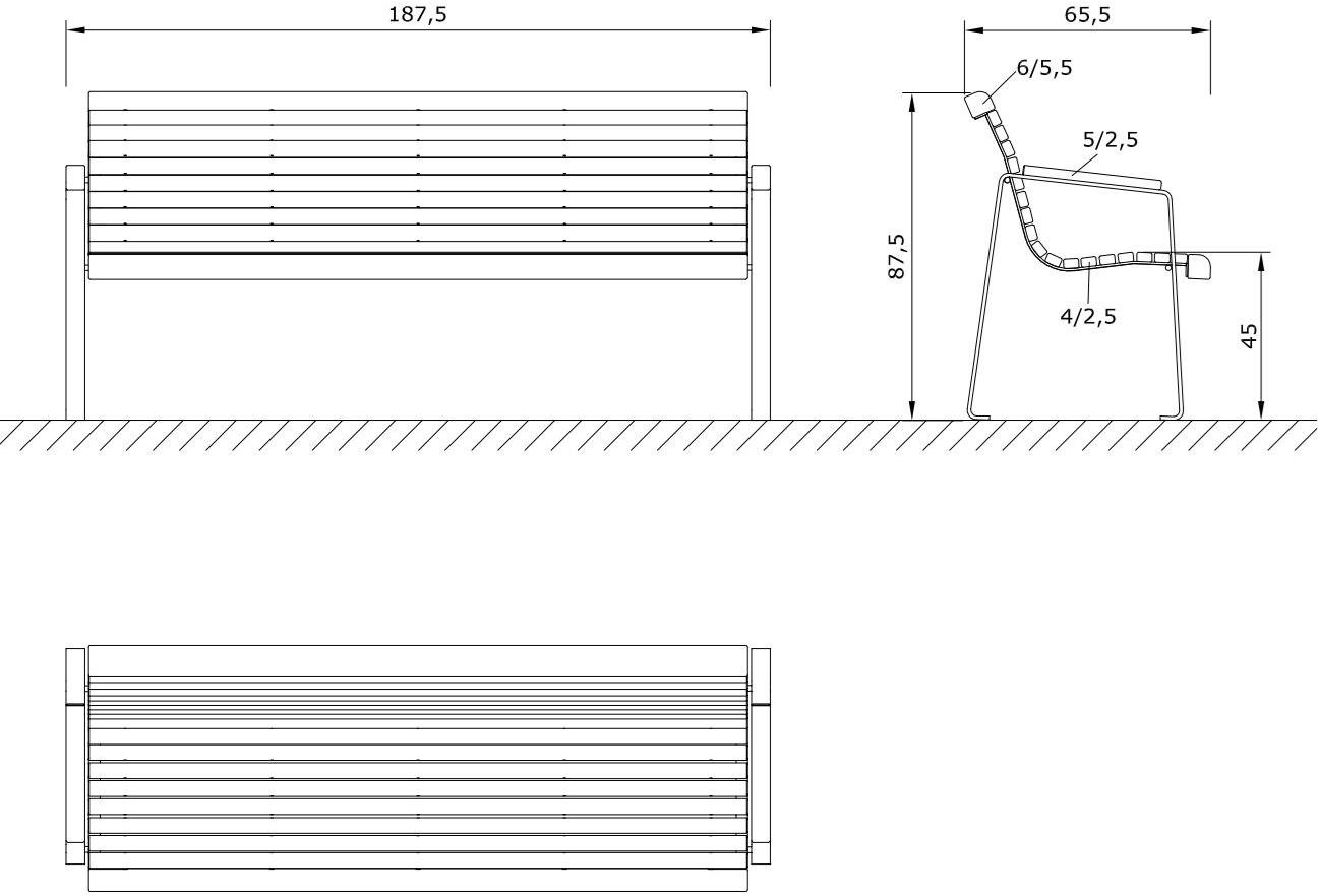 Euroform W Скамья из дерева с подлокотниками со спинкой Comfort 345, 346, 347 - Вид №7