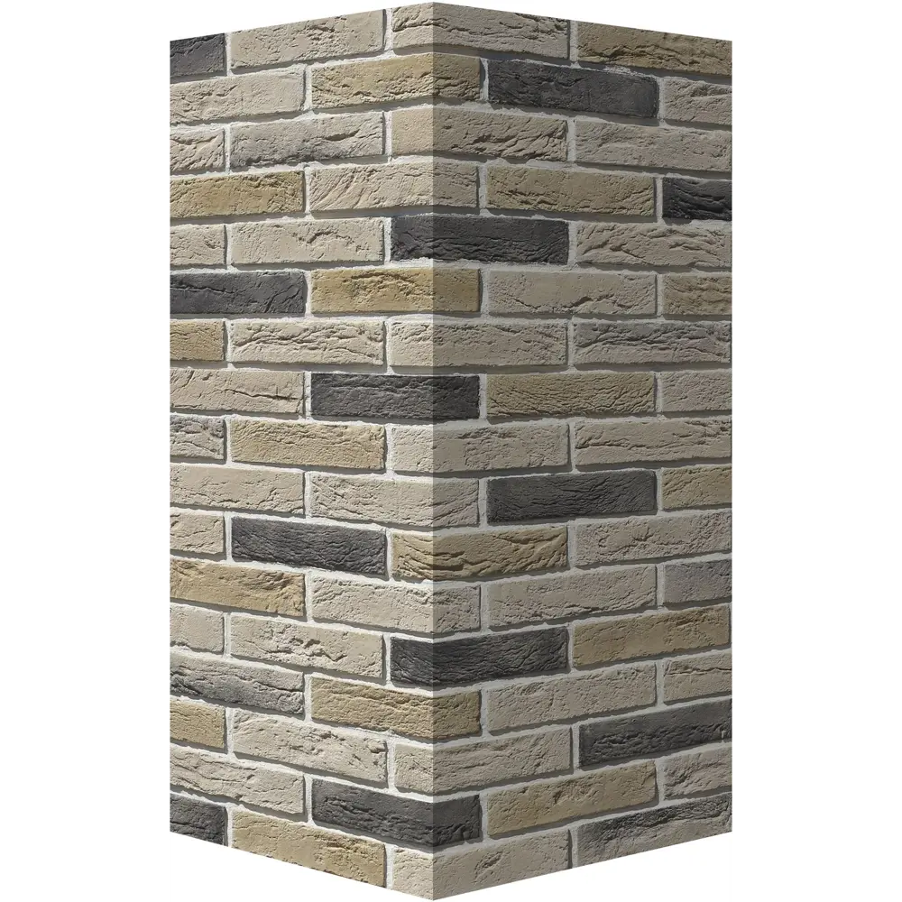 Угловой камень искусственный Дерри Брик матовый бежево-коричневый с серым 1.16 м. п WHITE HILLS STLM-2161287