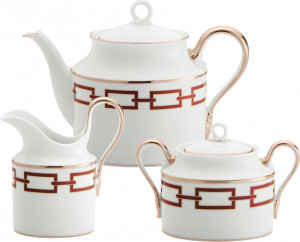 10597210 Richard Ginori Сервиз чайный 6/15 "Цепь" (красный) Фарфор