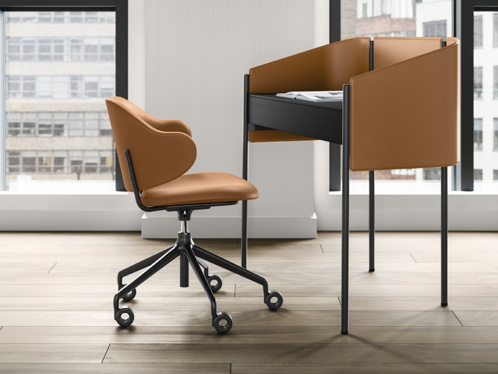 Кожаный письменный стол с ящиками Calligaris BIBLIO ARCH-00094748 - Вид №2