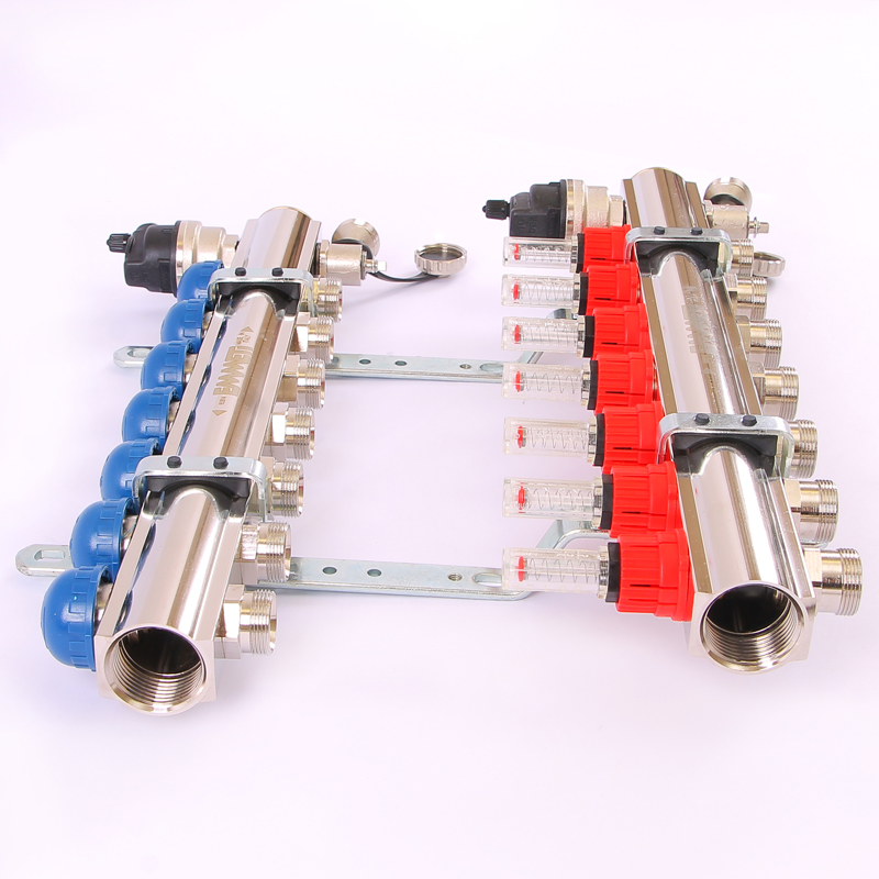 Коллекторная группа TOPWAY с термостатическими вентилями и расходомерами с метрической резьбой EMMETI 1"xM24x19 7 выходов 01298190 - Вид №2