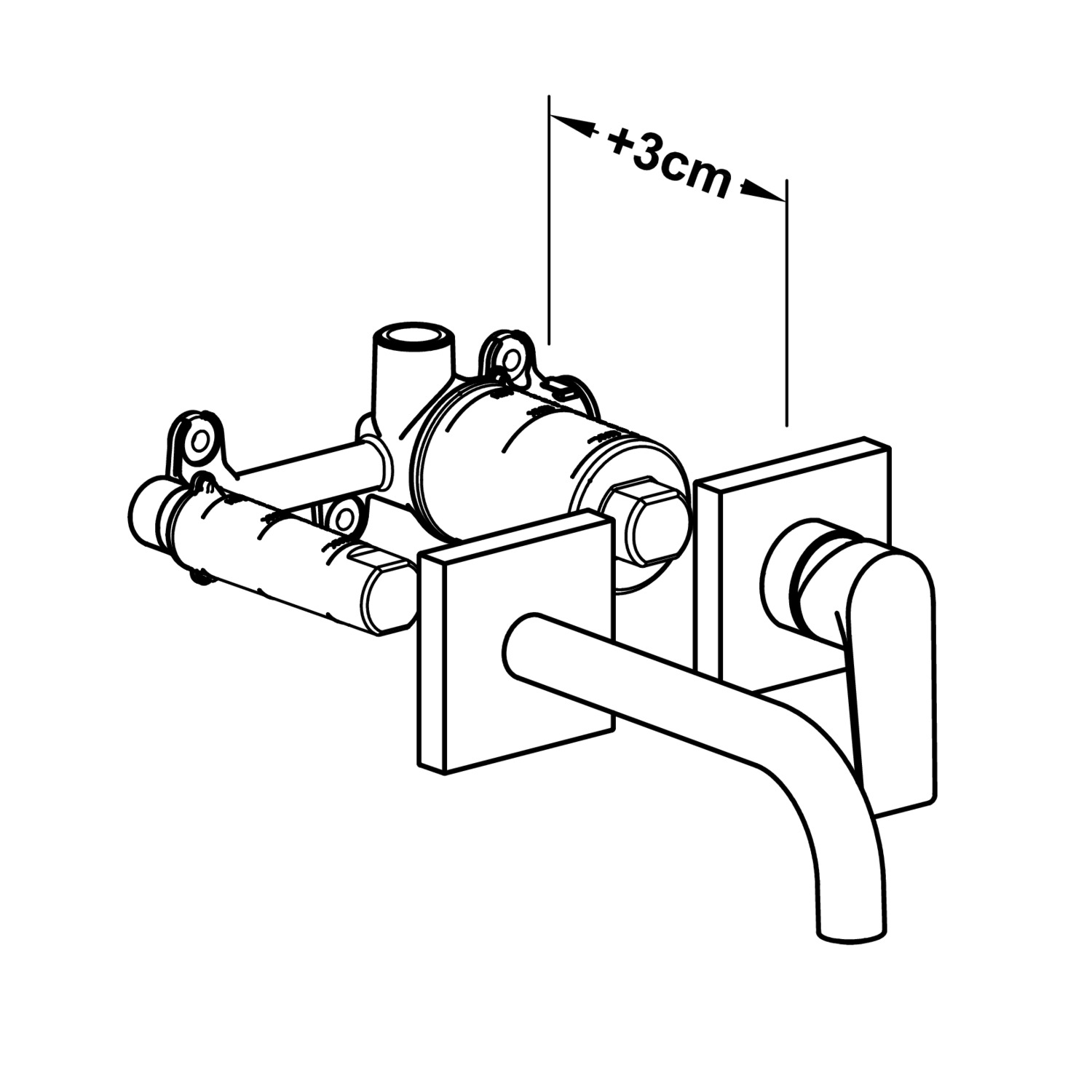 Удлинитель для скрытого смесителя для умывальника с одной ручкой-21830010 TRES RICAMBI - Вид №1