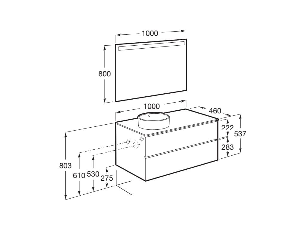 Деревянный шкаф для умывальника с зеркалом и столешницей Roca The Gap ARCH-00120591 - Вид №15