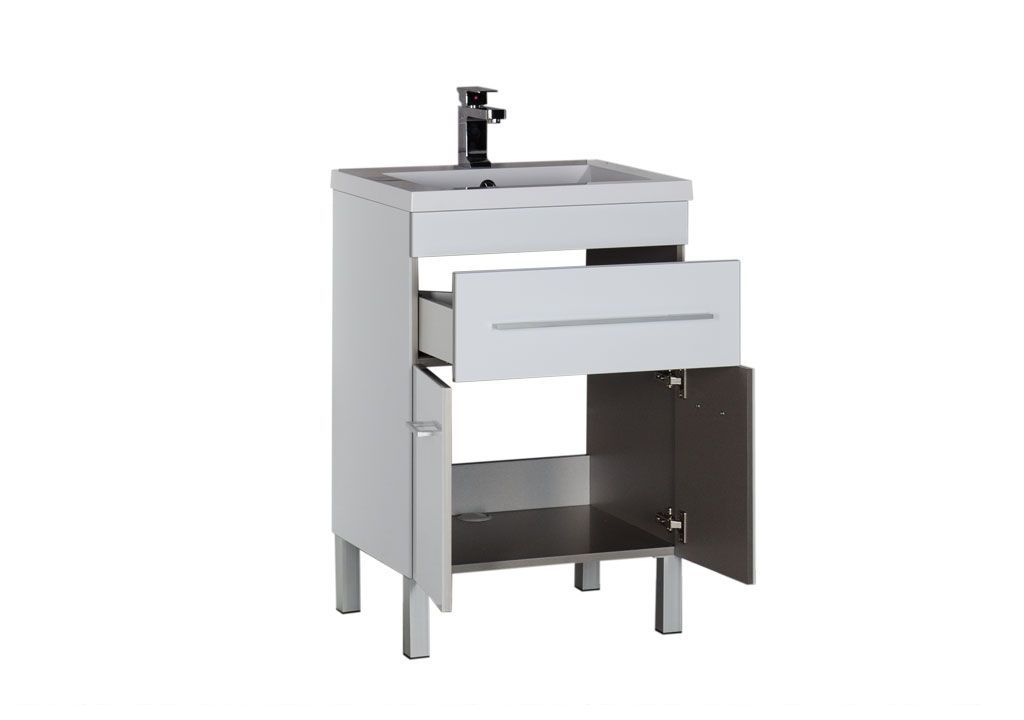 Тумба под раковину Aquanet Верона 58 белый (напольная 1 ящик 2 дверцы) sun-id-270469 - Вид №1