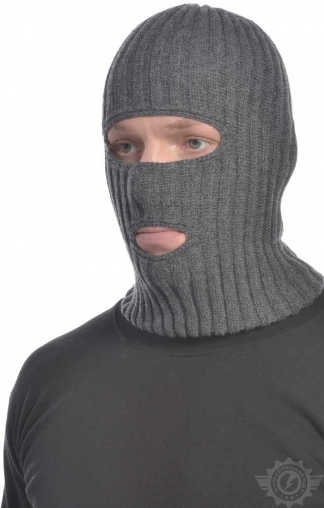 59726 Шлем-маска трикотажная с прорезями темно-серая  Головные уборы  размер Спецодежда  - Вид №2