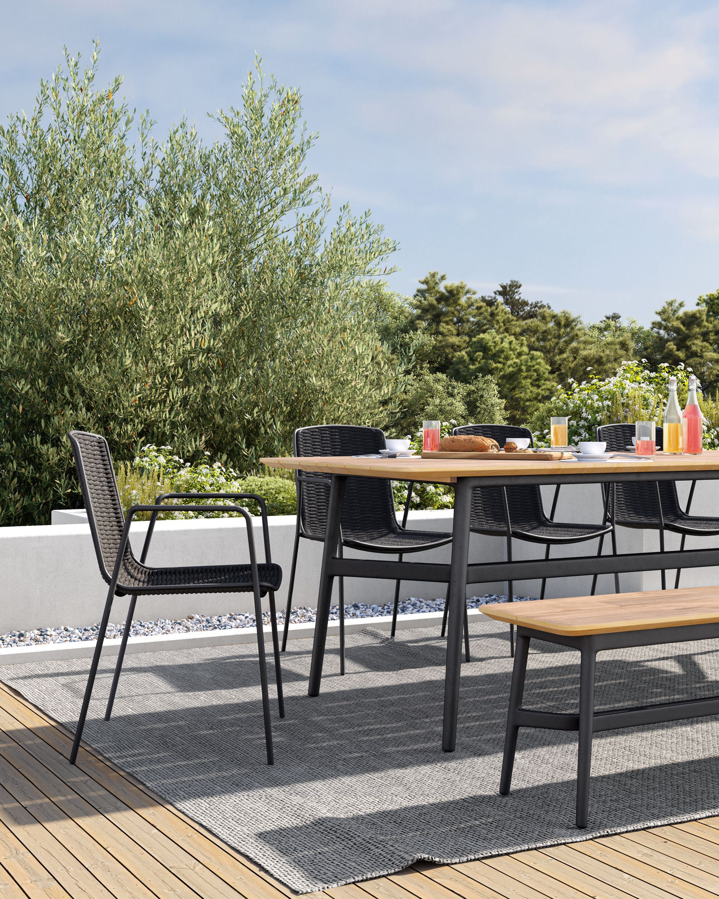 Стол из тикового дерева с металлическим каркасом VINEKO красивая ARCH-00100083 - Вид №1