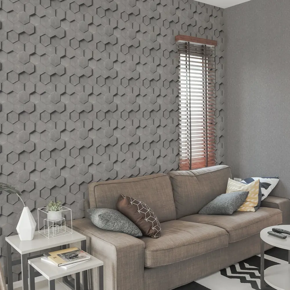 INSPIRE Art - Флизелиновые обои с геометрическим 3D-эффектом в цвете Графит 83617749 STLM-0042859 - Вид №4