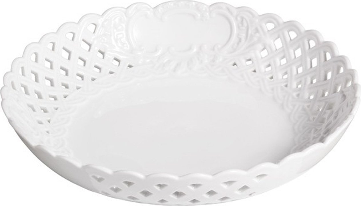 1051265 Meissen Блюдо ажурное круглое 25см "Новый марсель, белый рельеф" Фарфор, Керамика 