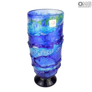 1833 ORIGINALMURANOGLASS Ваза Синие Глубины Океана - Сбруффи - муранское стекло 10 см