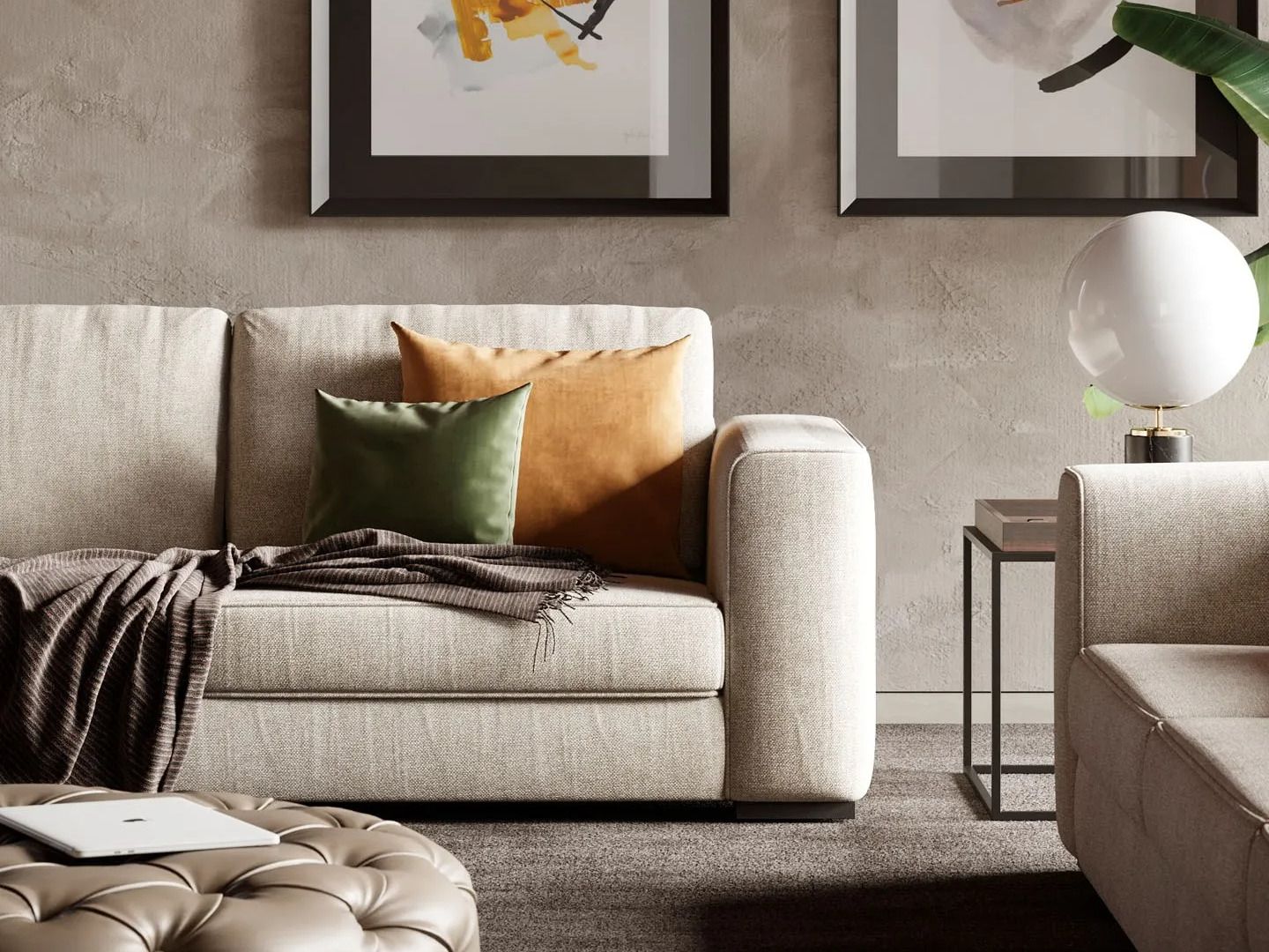 3-местный тканевый диван Laskasas серый ARCH-00033879 - Вид №8