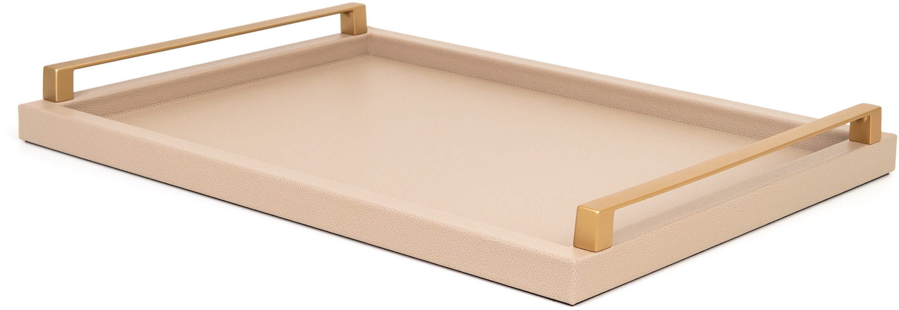 Юпитер Поднос - 50x37 см/металл-отделка_сатин-латунь/тканая кожа_темно-серый