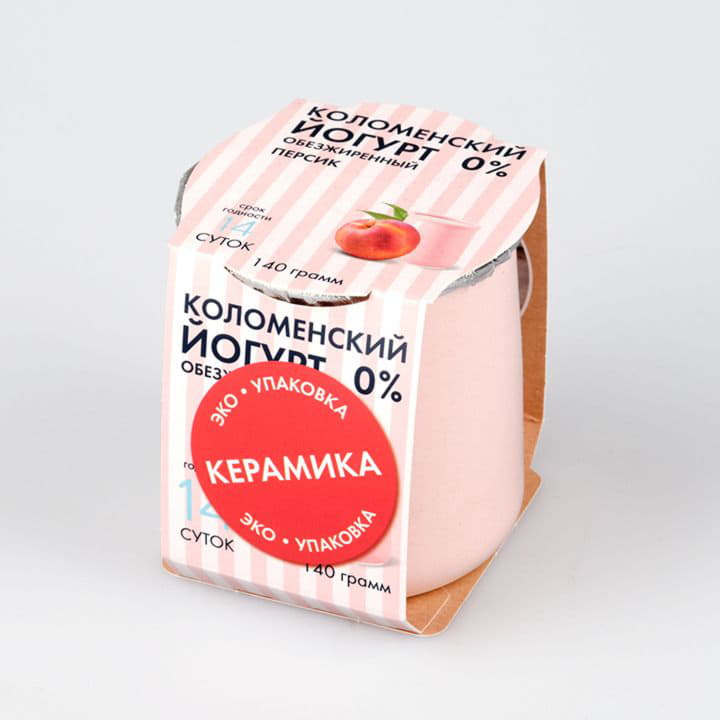 Йогурт Коломенский Персик Легкий 0% Коломенское молоко 140 г БЗМЖ Santreyd 6105 - Вид №1