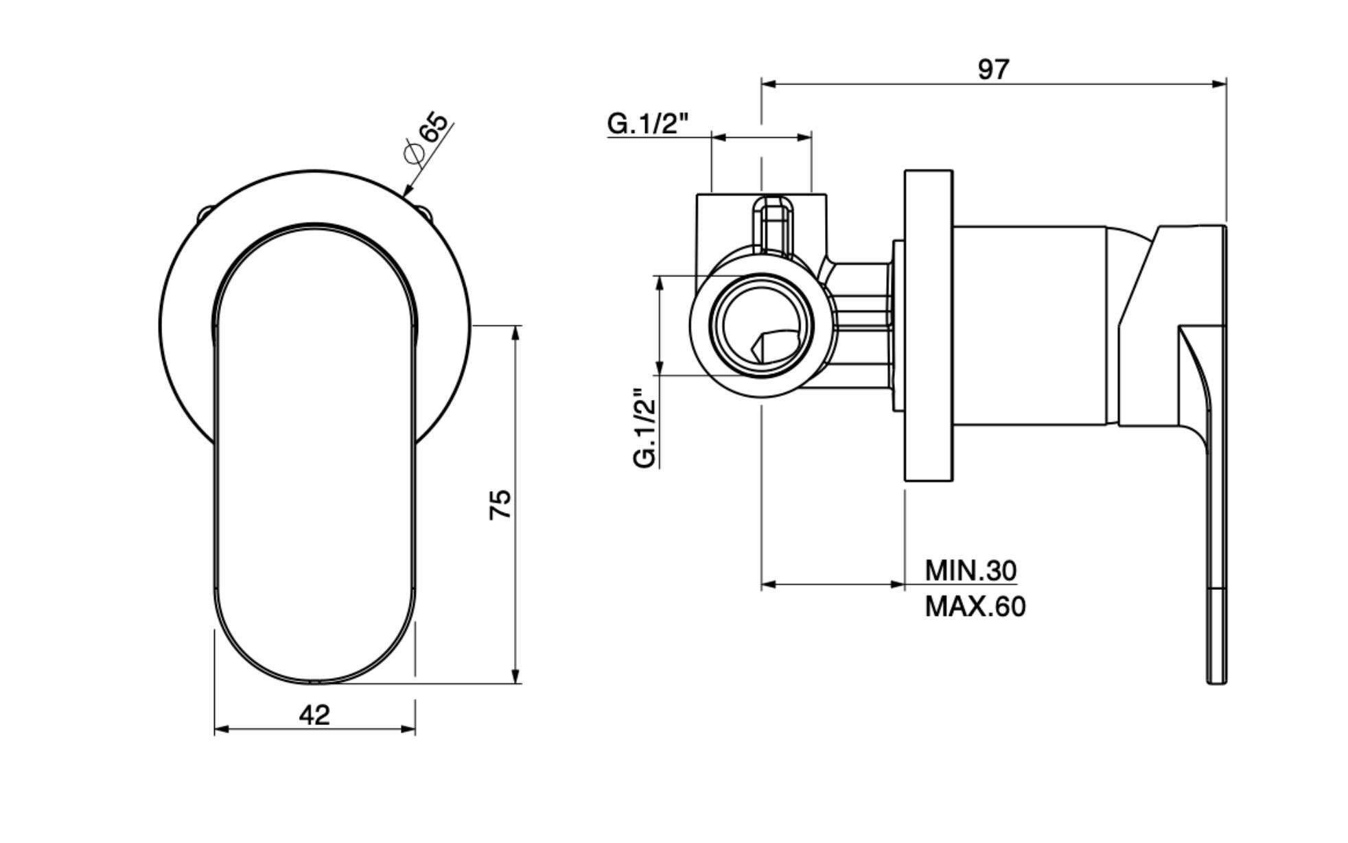 Встраиваемый смеситель для душа GATTONI H20MIX 7000 ARCH-00042882 - Вид №2