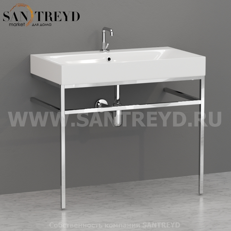 9122K1 Структура напольная из хромированной латуни под умывальник 80 см Kerasan Cento Италия