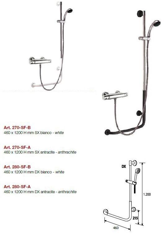 Saniline Поручень из стали с фиксированным углом и ручным душем Soft sun-id-1404657 - Вид №1