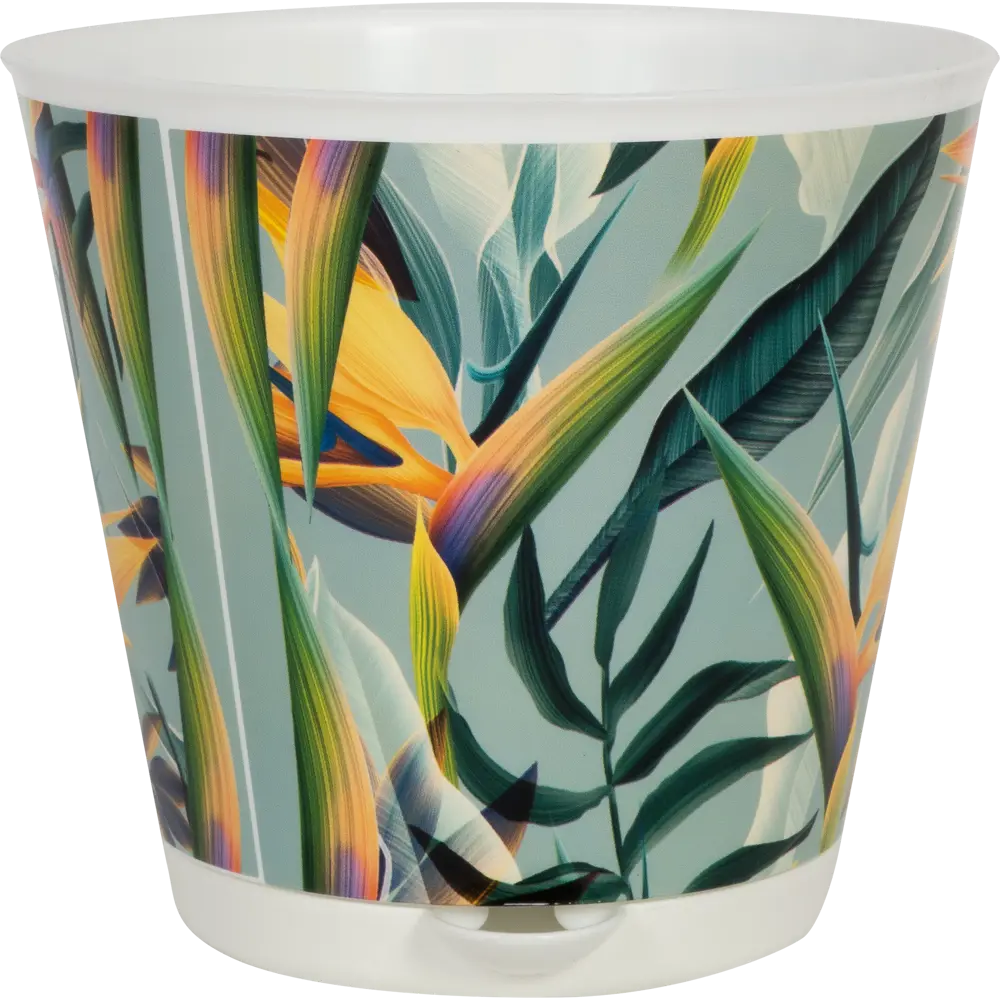 Горшок цветочный Ingreen Тропики ø12 h11 см v0.7 л пластик жёлтый/зелёный Крит STLM-2203693 - Вид №1