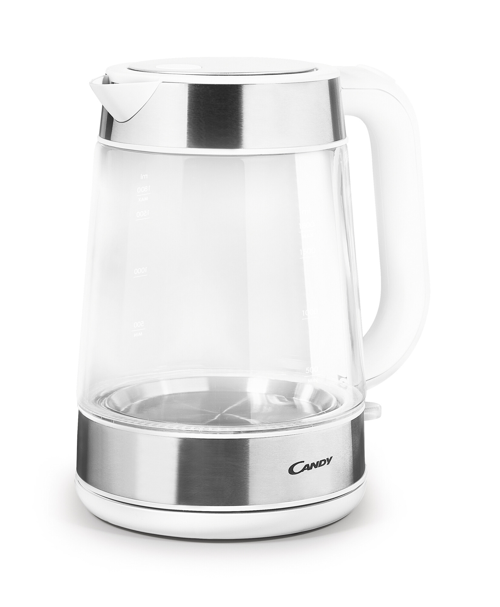9033905 Электрочайник Candy CK-301 [стекло\металл, 1.8 л, 2000 Вт, скрытый нагревательный элемент, белый, серебристый] STDN-0058949 - Вид №2