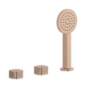 Смеситель на бортик ванной на 3 отверстия с изливом, дивертером и душевым гарнитуром. WE ARE IB eo397sr_2 Brushed Rose Gold Elio