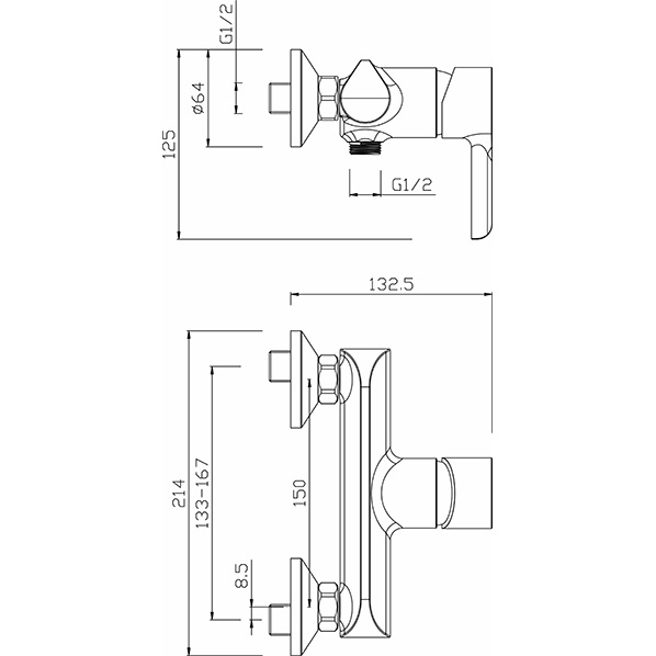 40-06P ELAT  Смеситель для душа белый ARGO kran 4006pelat - Вид №1