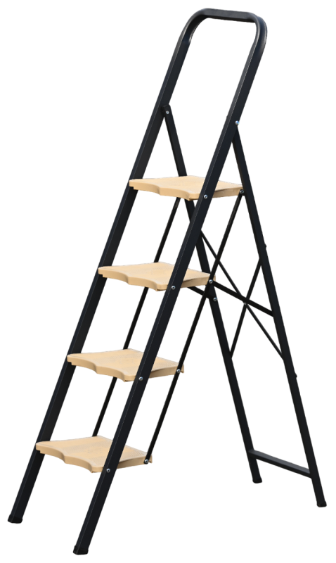 Стремянка c широкими пластиковыми ступенями ALUMET MKP 804