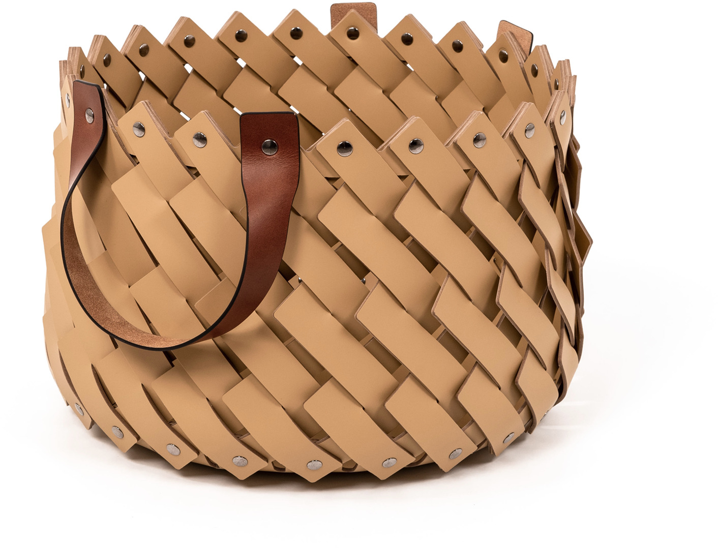 Маленькая корзина Almeria с ручками - Ø 40XH27 см / регенерированная кожа_темно-синий