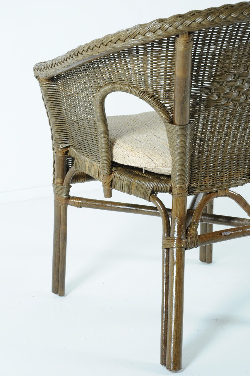 Кресло с подушкой зеленое из ротанга "Олива" 02/08В VINOTTI  00-3885208 Зеленый  - Вид №3