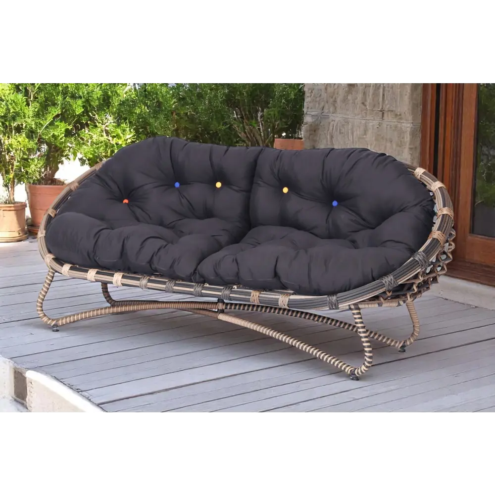 Диван садовый Niko 190x85x82 см искусственный ротанг темно-коричневый Santreyd STLM-2096317 - Вид №16