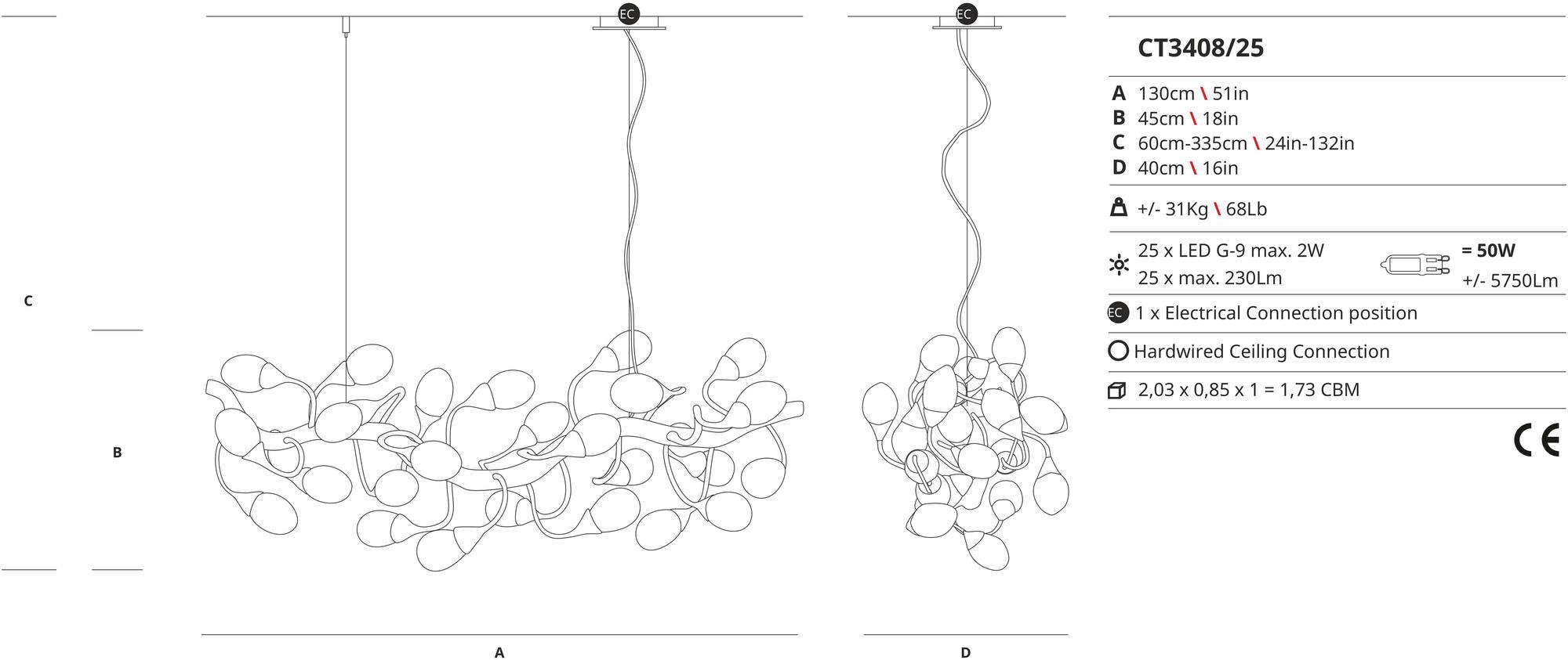Serip Подвесной светильник из бронзы ручной работы Lotus Ct3408/25 - Вид №1