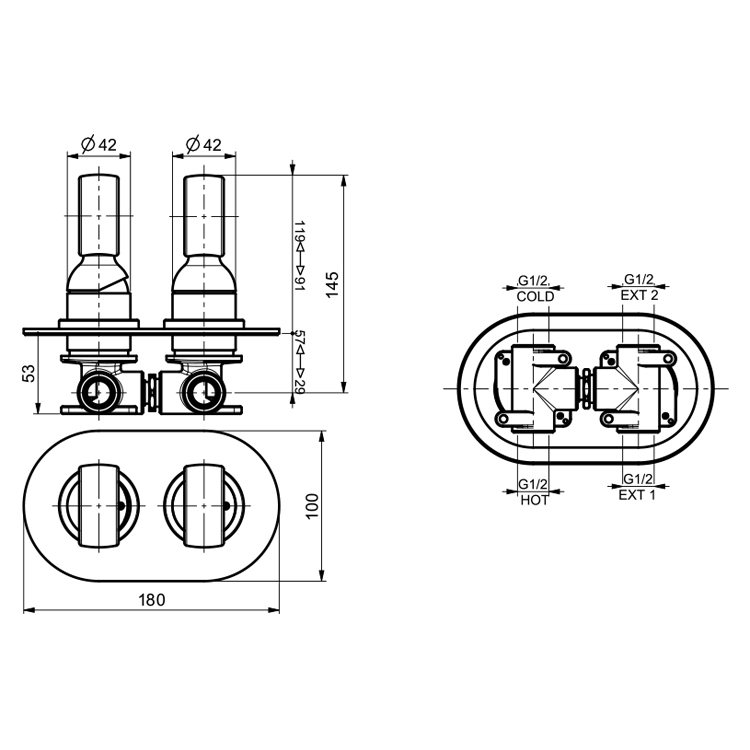 OA860101015 Смеситель для ванны с душем Webert Opera - Вид №1