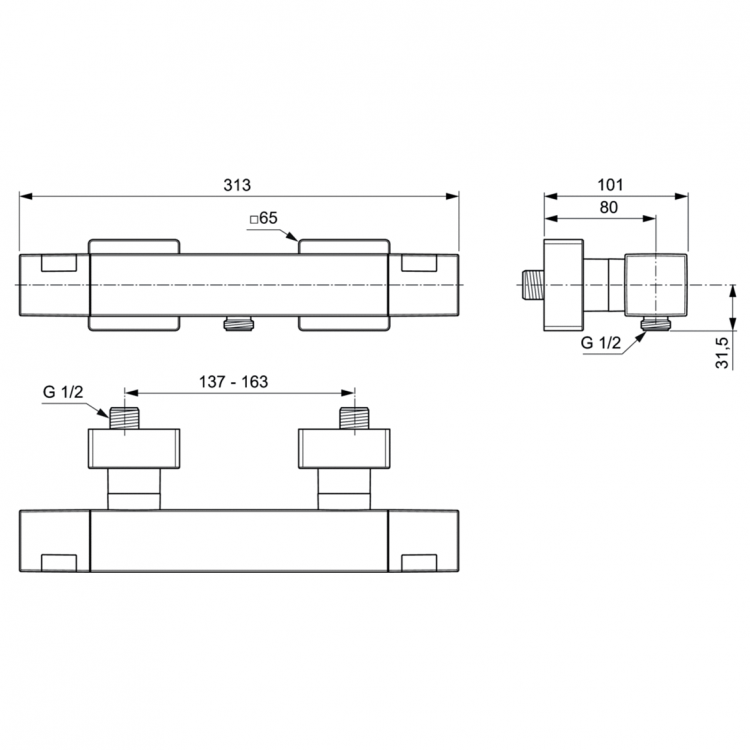 A7533AA Настенный термостатический смеситель для душа Ideal Standard CERATHERM C100  - Вид №1