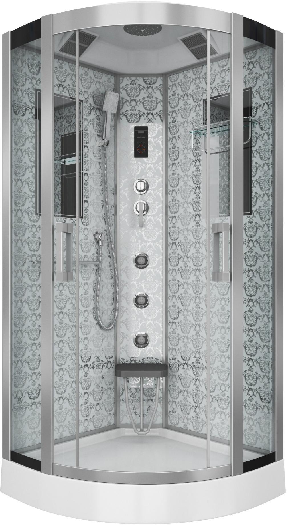 Душевая кабина NG-7715W (900x900х2150) низкий поддон стенки БЕЛЫЕ Niagara Luxe