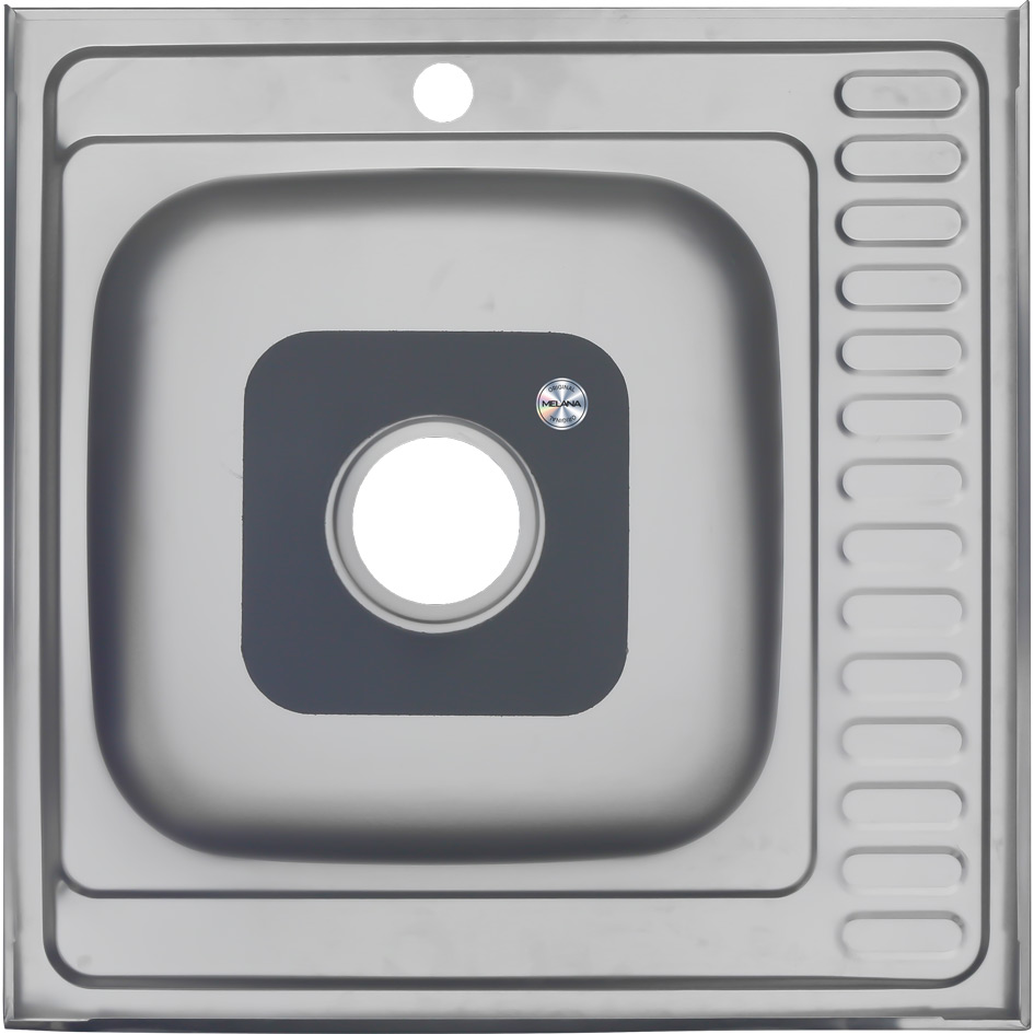 Мойка 6060 R MELANA 0,6/160 накладная прямоугольная с сифоном (015 t R *10) 015 t R (*10) - Вид №2