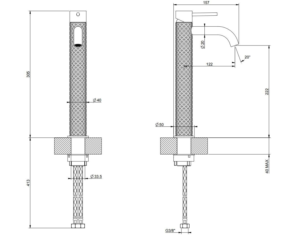 Смеситель для раковины из нержавеющей стали Gessi Messi316 ARCH-00090976 - Вид №4