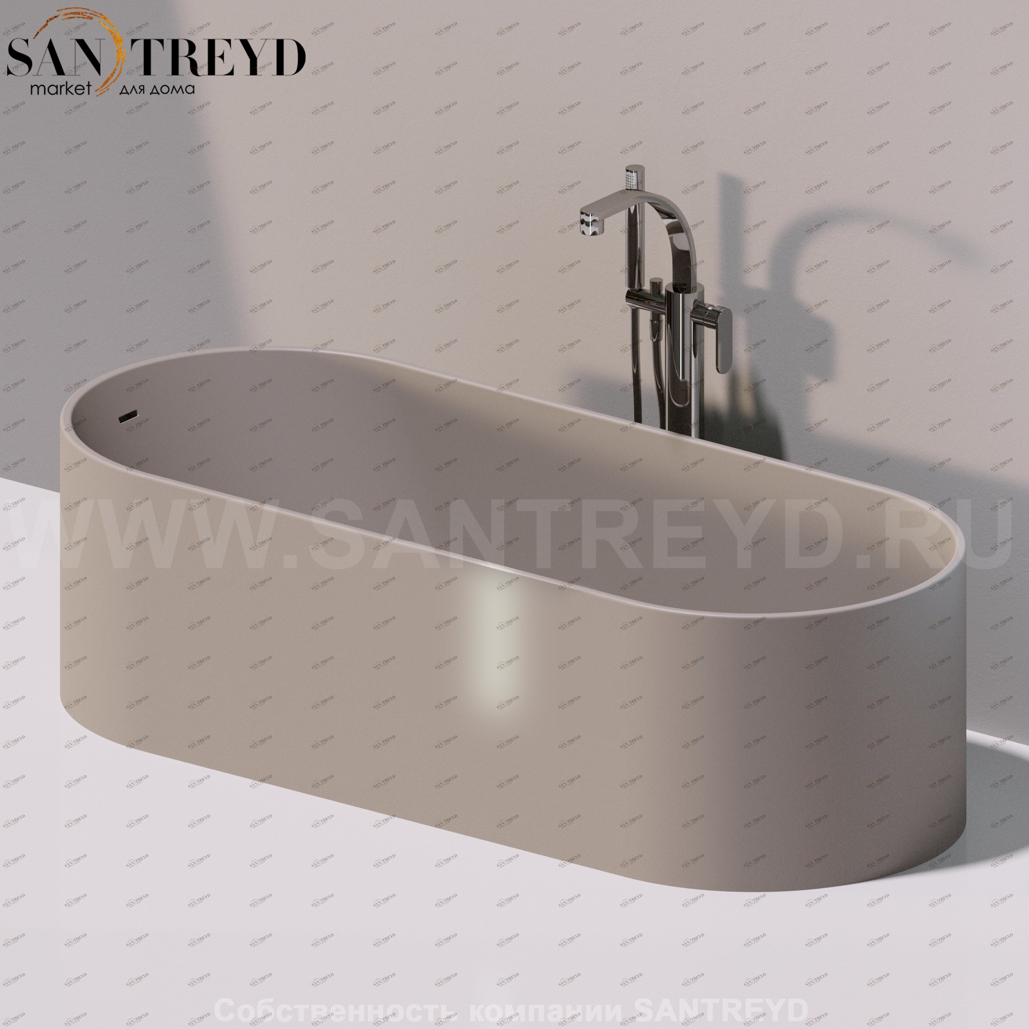 Flaminia OVAL Ванна свободностоящая серая OV170.1019 Ceramica Flaminia OV1701019